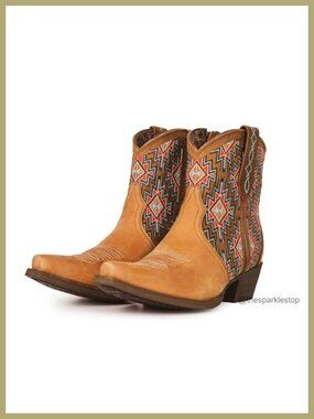 Western Cowboy Boots Full Grain Cowhide Leather Ankle Booties